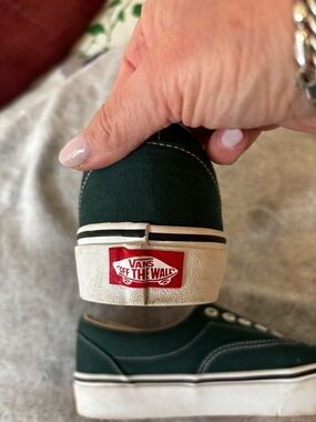 Vans Green Canvas Low-Top Sneakers with White Sole